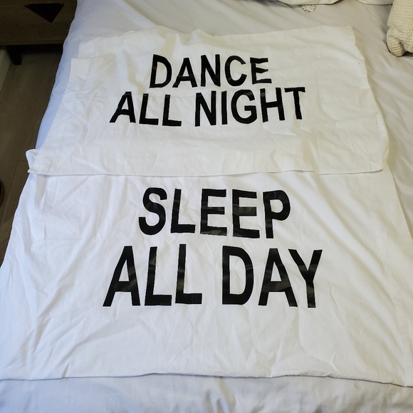 Dance All Night / Sleep All Day Pillow Case Set. - Picture 1 of 10